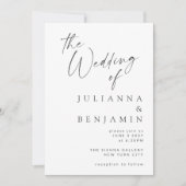 Minimalistisch Elegant White Modern Script Wedding Kaart (Voorkant)