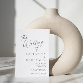 Minimalistisch Elegant White Modern Script Wedding Kaart