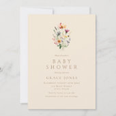 Minimalistisch Elegant Wildflower Baby shower Kaart (Voorkant)