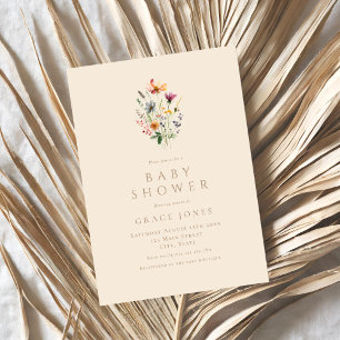 Minimalistisch Elegant Wildflower Baby shower Kaart