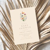 Minimalistisch Elegant Wildflower Baby shower Kaart