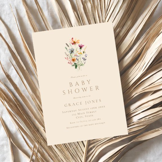 Minimalistisch Elegant Wildflower Baby shower Kaart