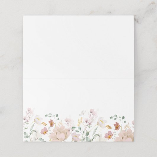 Minimalistisch Elegant Wildflowers Bruiloft Plaatskaartje (Buitenkant ongevouwen)