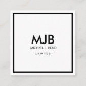 Minimalistisch elegant wit en zwart vierkante visitekaartje (Voorkant)