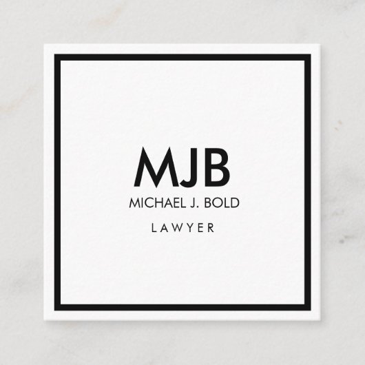 Minimalistisch elegant wit en zwart vierkante visitekaartje (Voorkant)