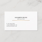 Minimalistisch Elegant Wit Faux Gold Line Advocaat Visitekaartje (Voorkant)