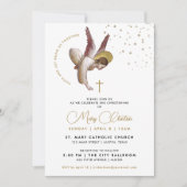 Minimalistisch Elegant Wit Goud Doop Engel Geloof Kaart (Voorkant)