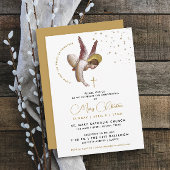 Minimalistisch Elegant Wit Goud Doop Engel Geloof Kaart