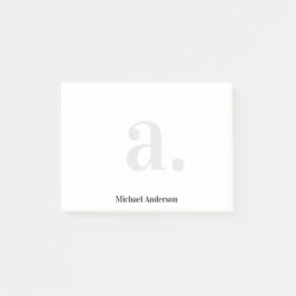 Minimalistisch Elegant Wit Monogram Modern Post-it® Notes