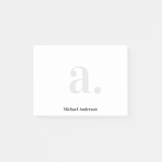 Minimalistisch Elegant Wit Monogram Modern Post-it® Notes (Voorkant)
