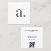 Minimalistisch Elegant Wit Monogram Moderne QR Cod Vierkante Visitekaartje (Voorkant / Achterkant)