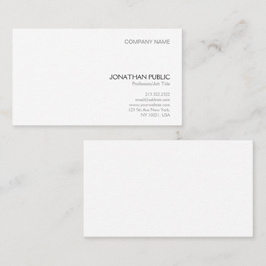 Minimalistisch Elegant Wit Plain Modern Profession Visitekaartje (Voorkant / Achterkant)