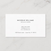 Minimalistisch, elegant wit visitekaartje (Achterkant)