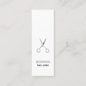Minimalistisch Elegant Wit Zilveren Schaar Haar Mini Visitekaartje (Voorkant)