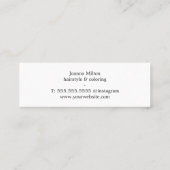 Minimalistisch Elegant Wit Zilveren Schaar Haar Mini Visitekaartje (Achterkant)