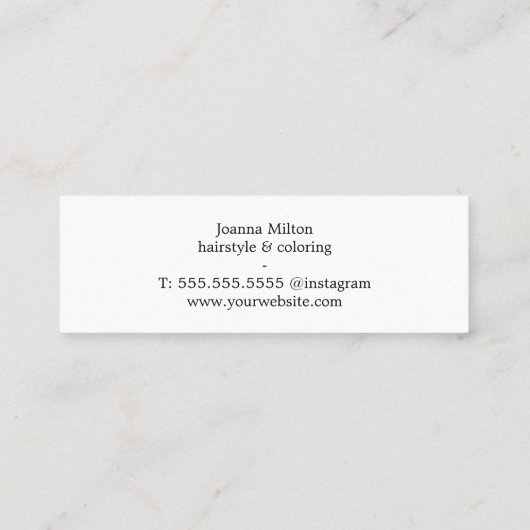 Minimalistisch Elegant Wit Zilveren Schaar Haar Mini Visitekaartje (Achterkant)