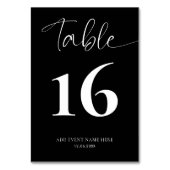 Minimalistisch Elegant Zwart Bedrijf Event Table S Kaart (Voorkant)