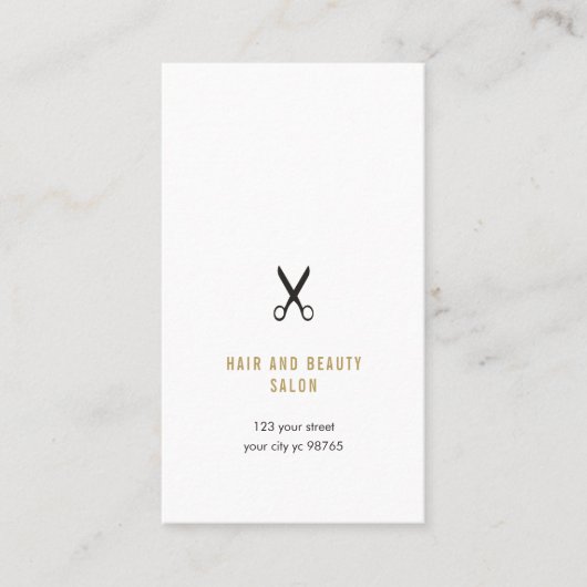 Minimalistisch Elegant Zwart Faux Goud Schaar Haar Visitekaartje (Voorkant)