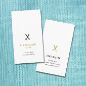 Minimalistisch Elegant Zwart Faux Goud Schaar Haar Visitekaartje