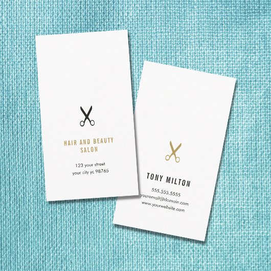 Minimalistisch Elegant Zwart Faux Goud Schaar Haar Visitekaartje