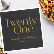 Minimalistisch Elegant Zwart Goud 21e Verjaardagsf