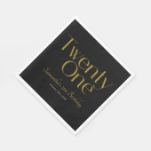 Minimalistisch Elegant Zwart Goud 21e Verjaardagsf Servet (Hoek)