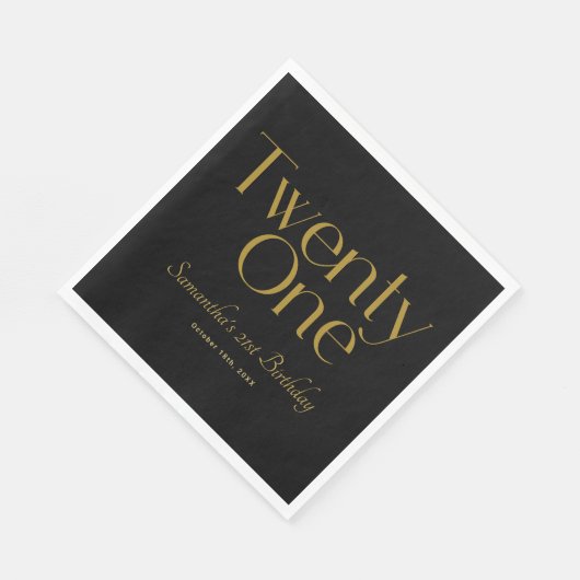 Minimalistisch Elegant Zwart Goud 21e Verjaardagsf Servet (Hoek)