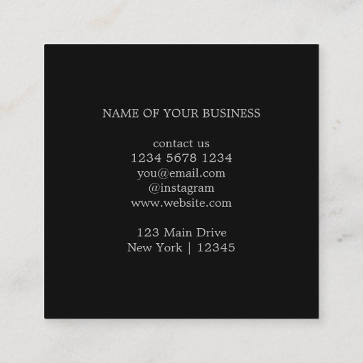 Minimalistisch elegant zwart kortingskaartje (Achterkant)