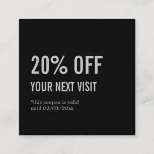Minimalistisch elegant zwart kortingskaartje