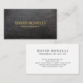 Minimalistisch Elegant Zwart Leder Kijk Profession Visitekaartje (Voorkant / Achterkant)