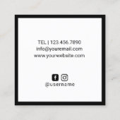 Minimalistisch Elegant Zwart Lijst Professioneel Vierkante Visitekaartje (Achterkant)