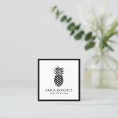 Minimalistisch elegant zwart Lijst voor ananasappe Vierkante Visitekaartje (Staand voorkant)