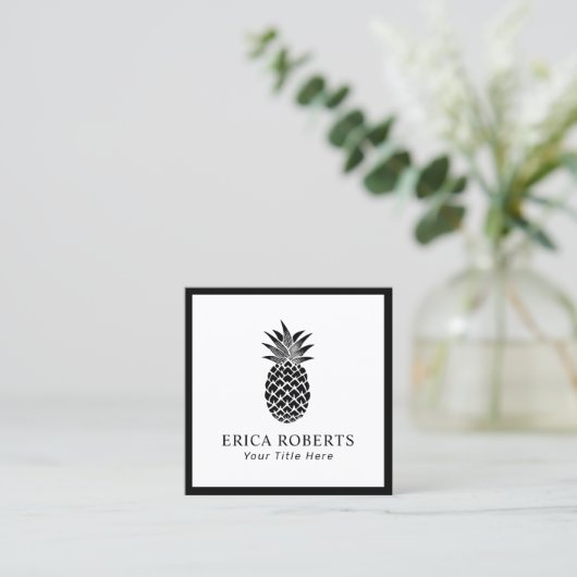 Minimalistisch elegant zwart Lijst voor ananasappe Vierkante Visitekaartje (Staand voorkant)