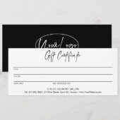 Minimalistisch Elegant Zwart Modern Cadeaubon (Voorkant / Achterkant)