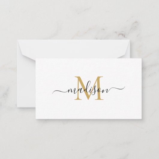 Minimalistisch elegant zwart monogram zwart zwart  notitiekaartje (Achterkant)