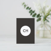 Minimalistisch Elegant Zwart Wit Cirkel Monogram Visitekaartje (Staand voorkant)