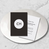 Minimalistisch Elegant Zwart Wit Cirkel Monogram Visitekaartje