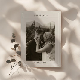 Minimalistisch Elegant Zwart-wit Fotobruiloft Save The Date