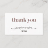 Minimalistisch Elegant Zwart Wit Pastel Dank u Kortingskaartje (Voorkant)