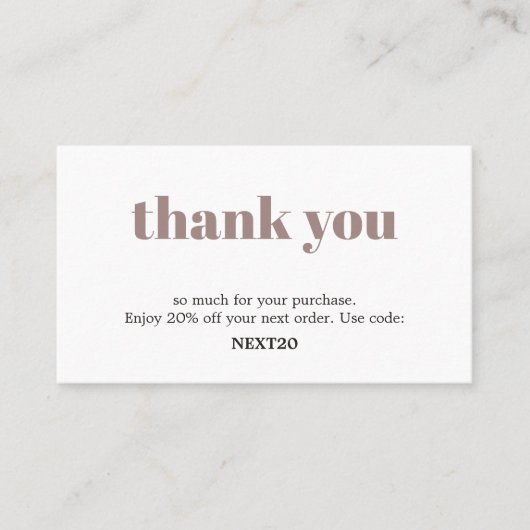 Minimalistisch Elegant Zwart Wit Pastel Dank u Kortingskaartje (Voorkant)