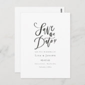 Minimalistisch Elegant Zwart-wit Save the Date Briefkaart (Voorkant / Achterkant)