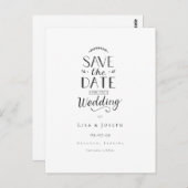 Minimalistisch Elegant Zwart-wit Save the Date Briefkaart (Voorkant / Achterkant)
