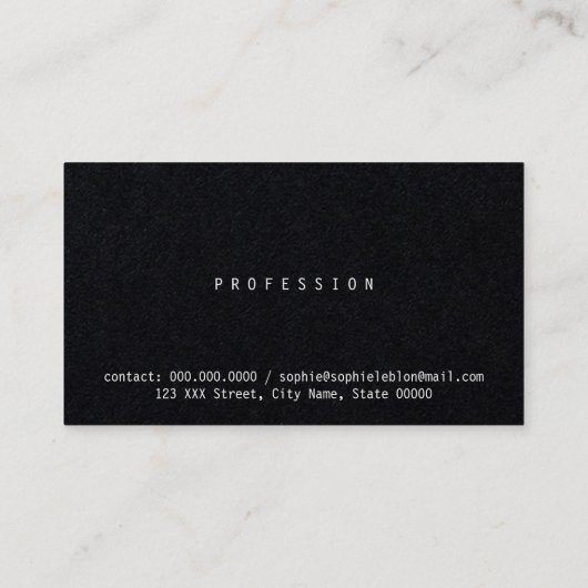 minimalistisch elegant zwart-wit visitekaartje (Achterkant)