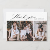 Minimalistisch Elegante 3 Foto Dank Je Bedankkaart (Voorkant)