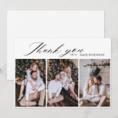 Minimalistisch Elegante 3 Foto Dank Je Bedankkaart (Voorkant / Achterkant)