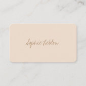 Minimalistisch elegante beige consultant visitekaartje (Voorkant)