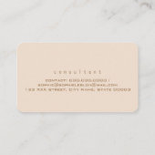 Minimalistisch elegante beige consultant visitekaartje (Achterkant)