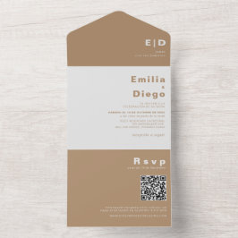 Minimalistisch elegante formale bruine bruine brui all in one uitnodiging