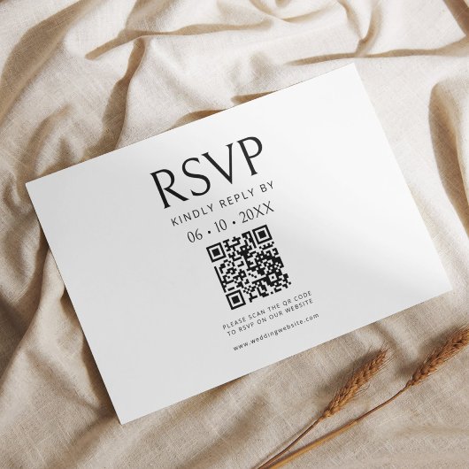 Minimalistisch elegante QR-scriptcode RSVP Kaartje