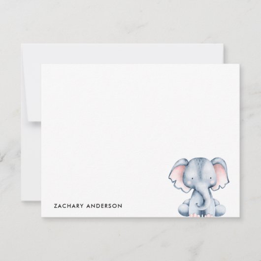 Minimalistisch Elephant-Kinderen voor Cute Baby op Notitiekaartje (Voorkant)